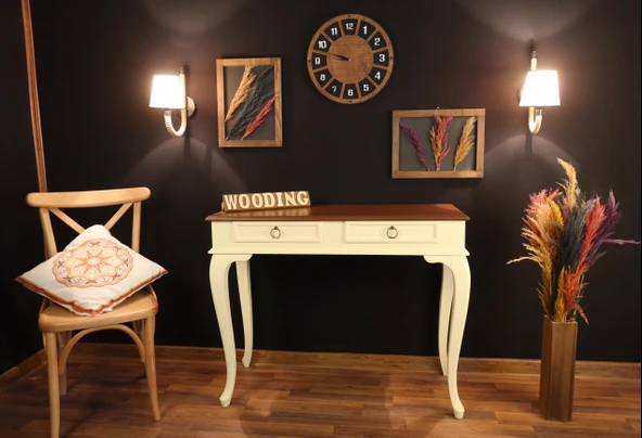 Wooding Mobilya 120 Cm Çekmeceli Masif Krem Ceviz Dresuar - Resim 4