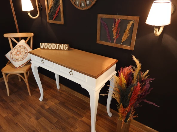 Wooding Mobilya 120 Cm Çekmeceli Masif Beyaz Natürel Dresuar - 3