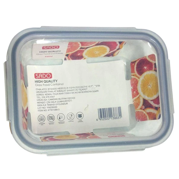 SADO KTW1388-3 Büyük Boy Vakumlu Cam Saklama Kabı - 950 ml - 2