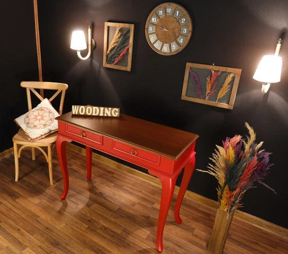 Wooding Mobilya 120 Cm Çekmeceli Masif Kırmızı Ceviz Dresuar - Resim 4