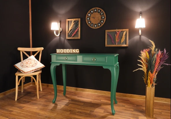 Wooding Mobilya 120 Cm Çekmeceli Masif Yeşil Dresuar - Resim 4