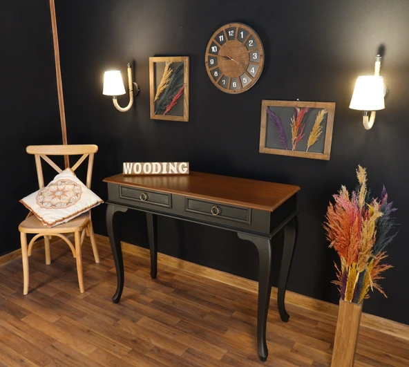 Wooding Mobilya 120 Cm Çekmeceli Masif Siyah Ceviz Dresuar - Resim 3