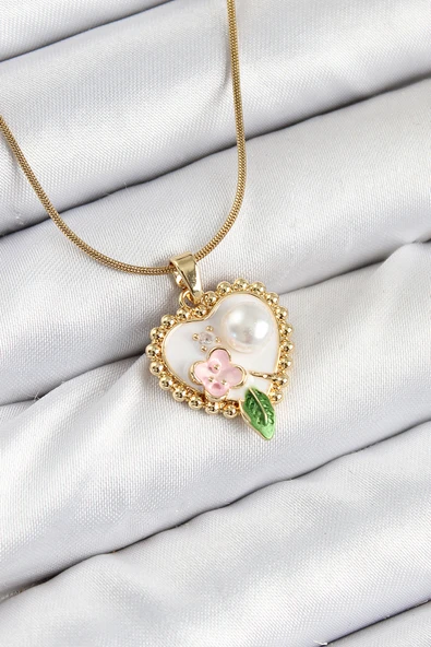 Sanatsal Portre Model Gold Renk Kadın Kolye - EBJ250816W37498 ürün görseli