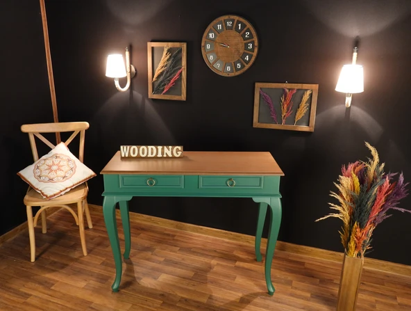 Wooding Mobilya 120 Cm Çekmeceli Masif Yeşil Natürel Dresuar - 2