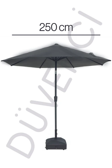 Yuvarlak Güneş Şemsiyesi Alubrella Antrasit Renk 250 CM Çap, BİDONSUZ - Resim 3