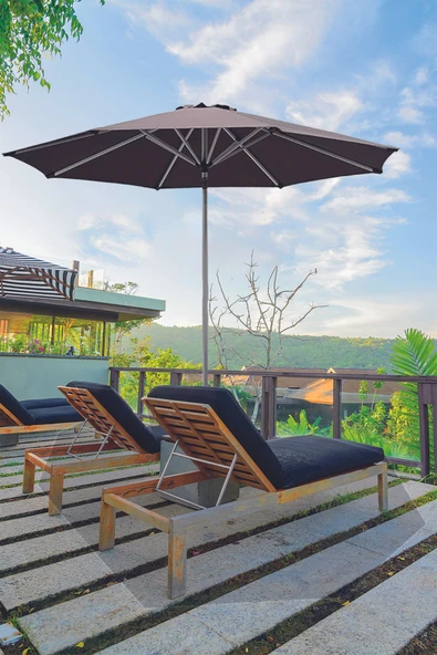 Yuvarlak Güneş Şemsiyesi Alubrella Antrasit Renk 250 CM Çap, BİDONSUZ - Resim 2