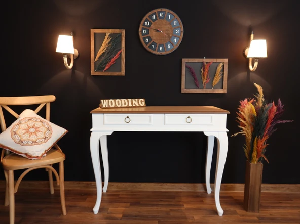 Wooding Mobilya 120 Cm Çekmeceli Masif Beyaz Natürel Dresuar - 5