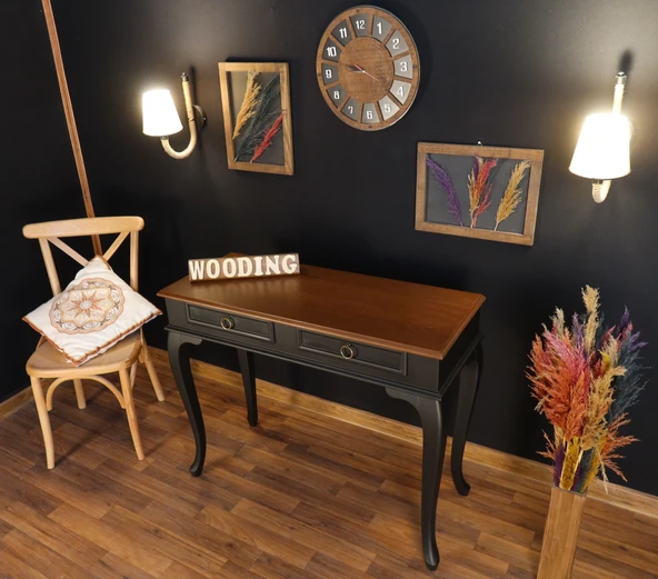 Wooding Mobilya 120 Cm Çekmeceli Masif Siyah Ceviz Dresuar - Resim 4