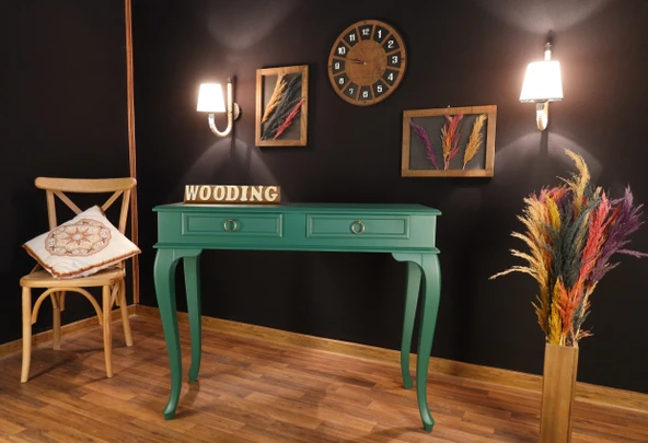 Wooding Mobilya 120 Cm Çekmeceli Masif Yeşil Dresuar - Resim 3