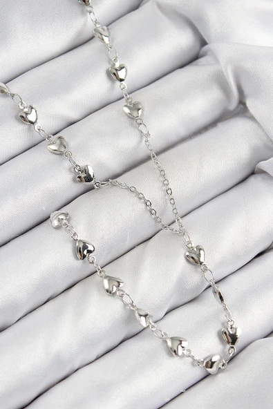 Pirinç Zirkon Taşlı Kalp Model Gümüş Renk Y Kolye - EBJ250816W37246 ürün görseli