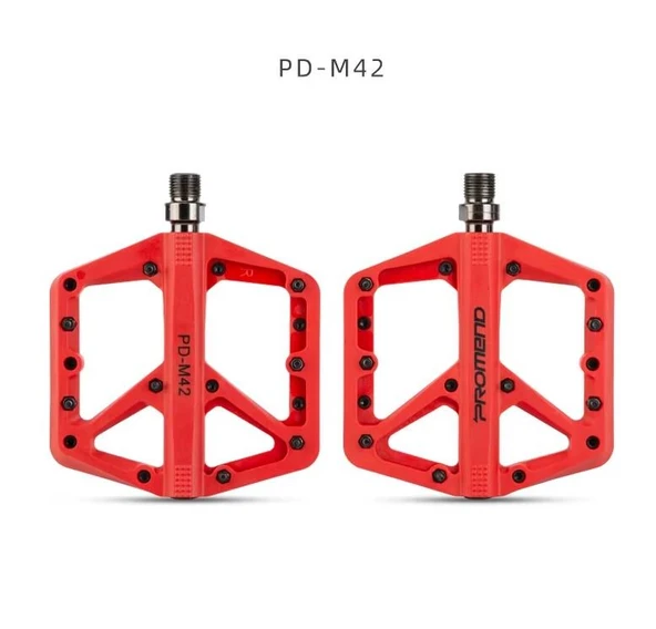 Promend Renkli Platform Pedal MTB Freeride Kaymaz Rulmanlı Plastik Pedal Ultra Hafif Kırmızı Renk ürün görseli