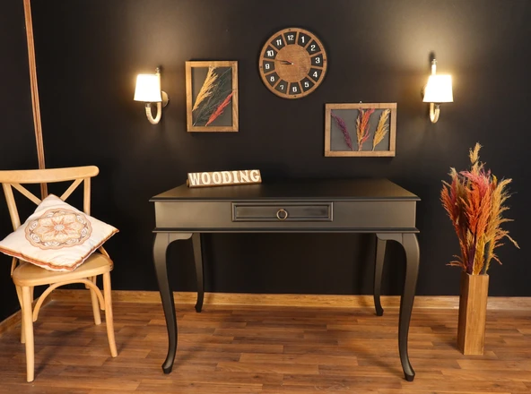 Wooding Mobilya 100 Cm Çekmeceli Masif Siyah Çalışma Masası - Resim 3