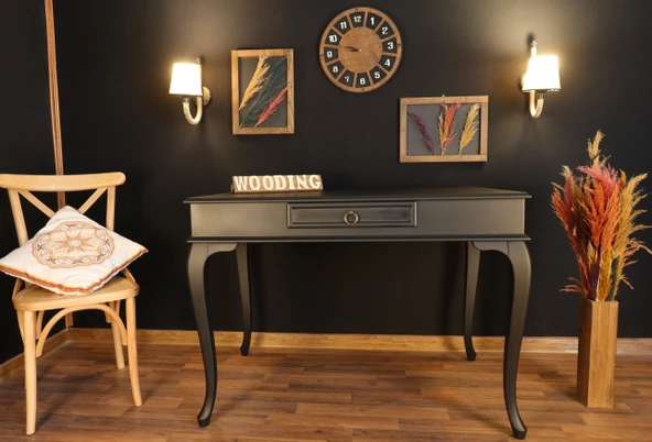 Wooding Mobilya 100 Cm Çekmeceli Masif Siyah Çalışma Masası ürün görseli
