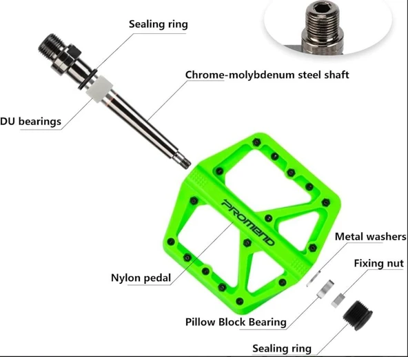 Promend Renkli Platform Pedal MTB Freeride Kaymaz Rulmanlı Plastik Pedal Ultra Hafif Turuncu Renk - Resim 3