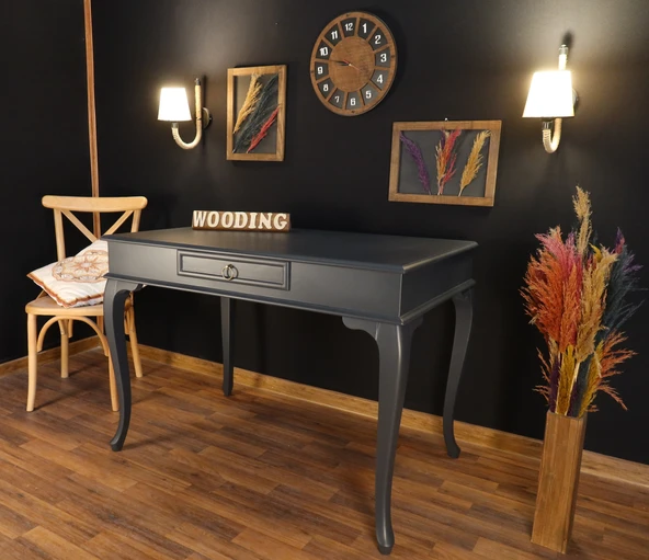 Wooding Mobilya 110 Cm Çekmeceli Masif Antrasit Çalışma Masası ürün görseli
