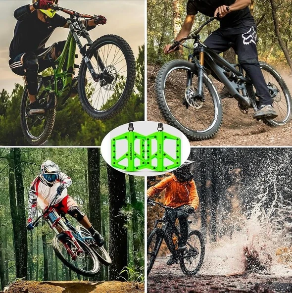 Promend Renkli Platform Pedal MTB Freeride Kaymaz Rulmanlı Plastik Pedal Ultra Hafif Kırmızı Renk - Resim 6