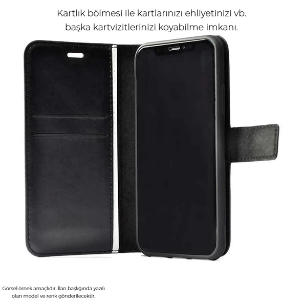 Vivo V50 Lite 5G Uyumlu Deri Görünümlü Cüzdanlı Standlı Kapaklı Kılıf - 6