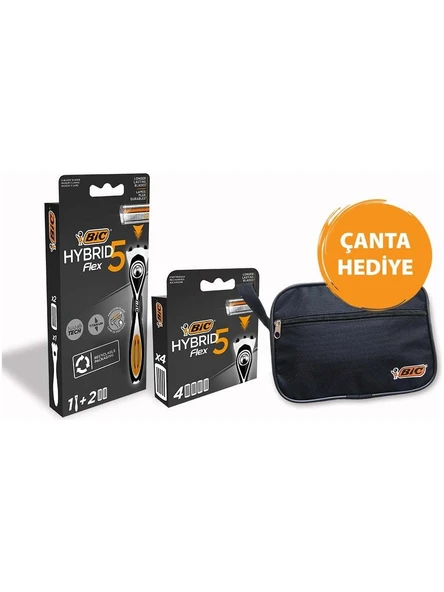 Bic Flex 5 Tıraş Makinesi + 6 Adet Yedek Tıraş Bıçağı + Çanta - 1