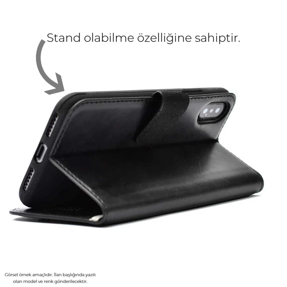 Vivo V50 Lite 5G Uyumlu Deri Görünümlü Cüzdanlı Standlı Kapaklı Kılıf - 5