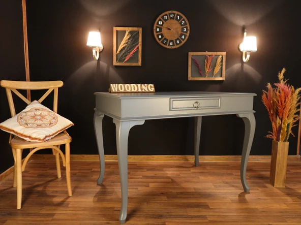 Wooding Mobilya 100 Cm Çekmeceli Masif Gri Çalışma Masası - 5