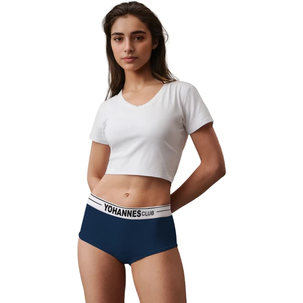 Yohannes Club, Kadın Lastik Kemerli Boyshort-Boxer Külot, Çoklu Renk, Çoklu Paket, 5'li Paket - Resim 6