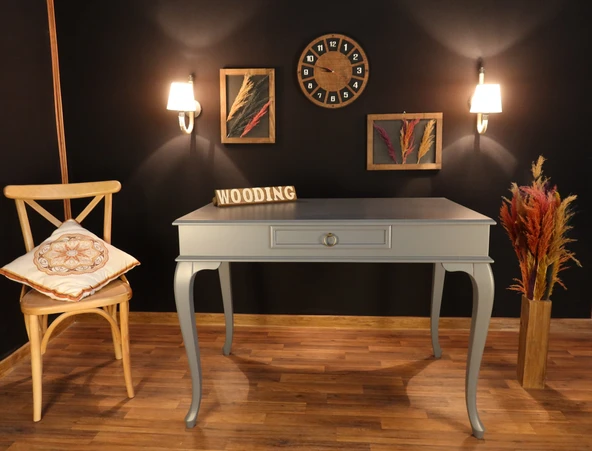 Wooding Mobilya 110 Cm Çekmeceli Masif Gri Çalışma Masası - 2