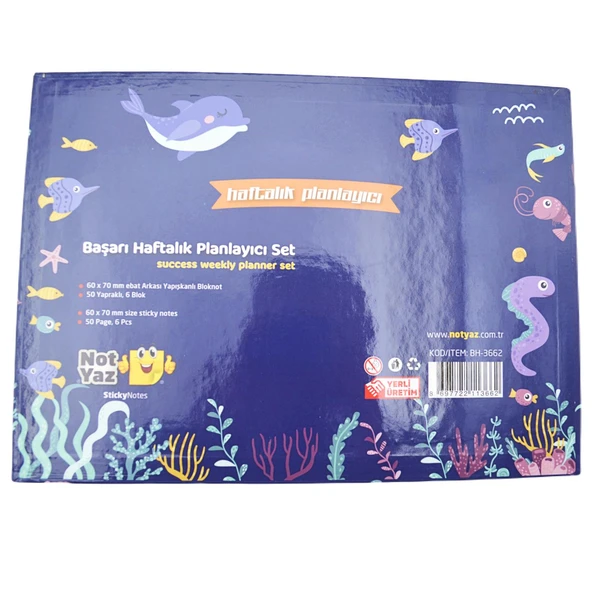 Not Yaz 29x21 50 Yaprak 6 Blok Başarı Haftalık Planlayıcı Deniz Hayvanları (BH-3662) - Resim 2