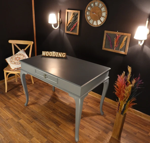 Wooding Mobilya 100 Cm Çekmeceli Masif Gri Çalışma Masası - 3