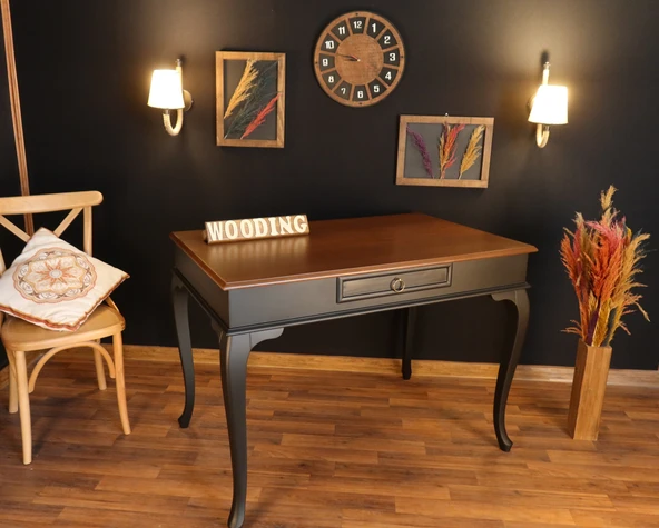 Wooding Mobilya 110 Cm Çekmeceli Masif Siyah Ceviz Çalışma Masası ürün görseli