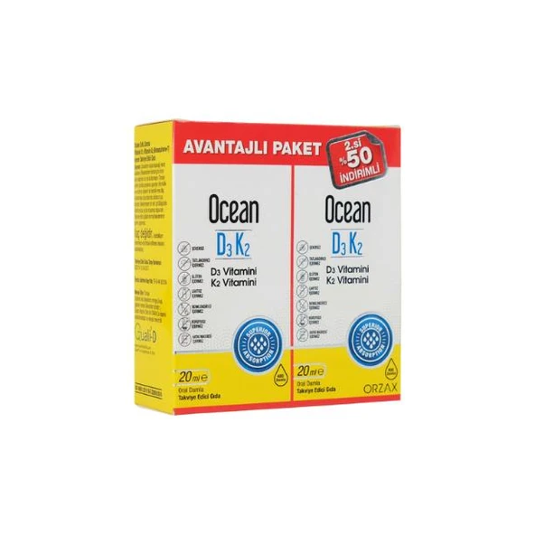 Ocean D3 Vitamin +  K2 Vitamin 20 ml + 20 ml Oral Damla - 1