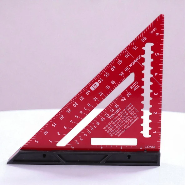 170 mm 17 cm Alüminyum Üçgen Cetvel Marangoz Gönye Metal Gövde Açılı Ölçüm Ahşap Hassas Gönye - Resim 6