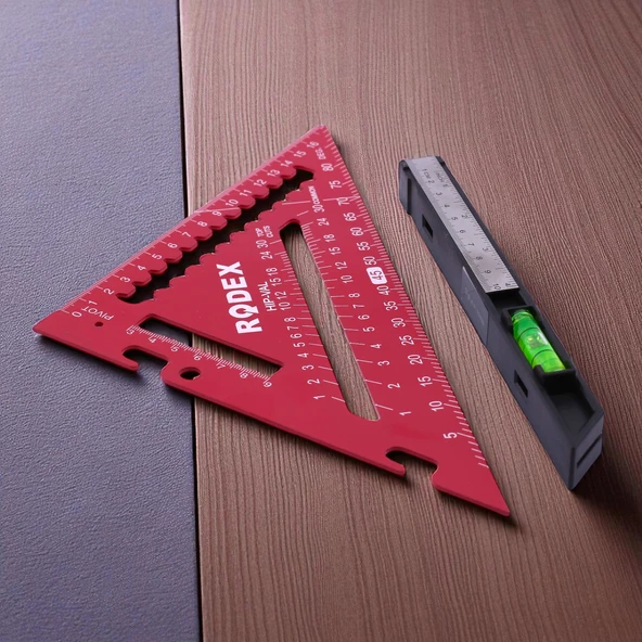 170 mm 17 cm Alüminyum Üçgen Cetvel Marangoz Gönye Metal Gövde Açılı Ölçüm Ahşap Hassas Gönye - Resim 4