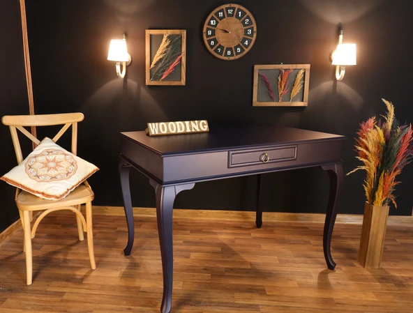 Wooding Mobilya 110 Cm Çekmeceli Masif Lacivert Çalışma Masası - 1