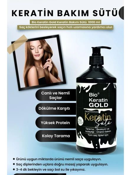 Bio Rio Keratin Gold 1000 Ml Milk Threapy Yoğun Besleme ve Kolay Tarama Keratin Sütü - 2