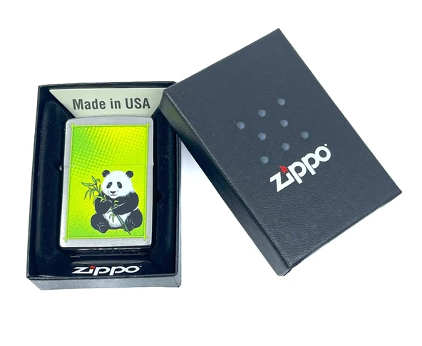 Zippo Panda Bear Sitting With Bamboo Dizayn Çakmak - Resim 4