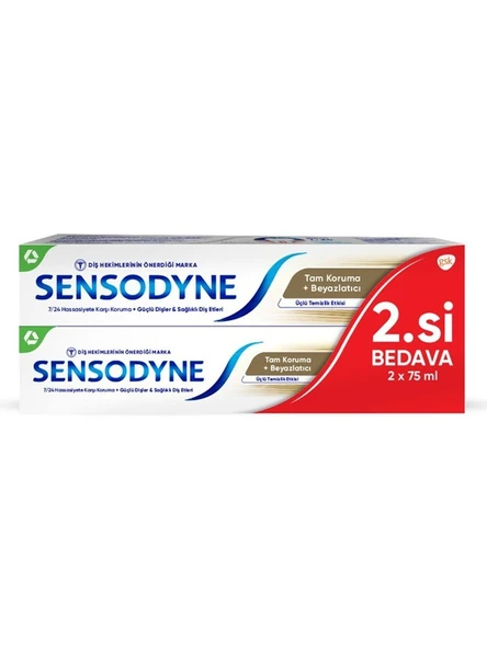 Sensodyne Tam Koruma+Beyazlatıcı Diş Macunu 2 x 75 ml ürün görseli 1