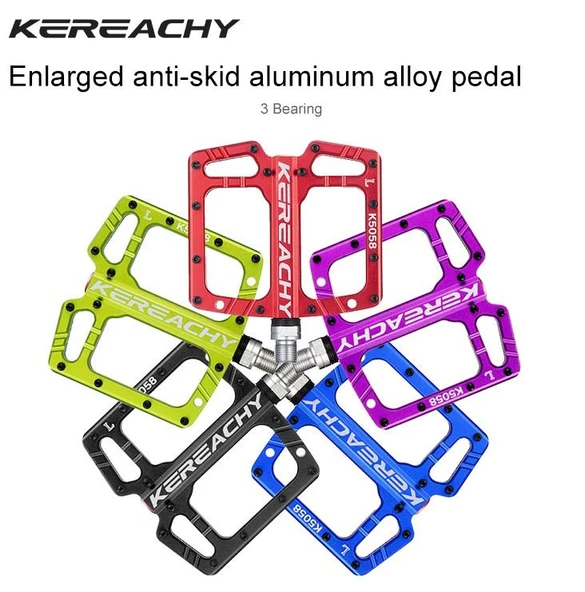 Kereachy 3 Rulmanlı Ultralight Alüminyum Alaşımlı Mtb Bmx Geniş Platform Bisiklet Pedalı Kırmızı - Resim 2