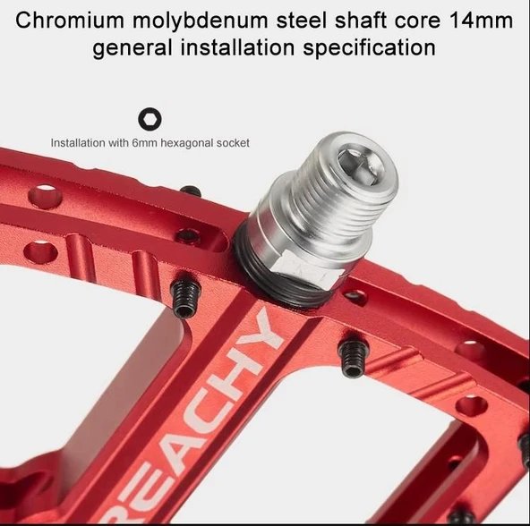 Kereachy 3 Rulmanlı Ultralight Alüminyum Alaşımlı Mtb Bmx Geniş Platform Bisiklet Pedalı Kırmızı - Resim 8