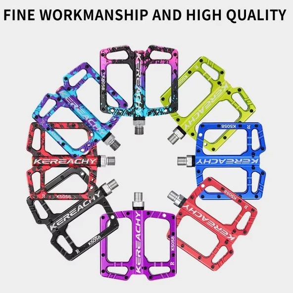 Kereachy 3 Rulmanlı Ultralight Alüminyum Alaşımlı Mtb Bmx Geniş Platform Bisiklet Pedalı Mor - Resim 5