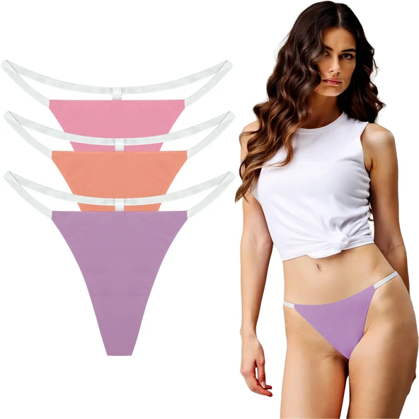 YohannesClub, Kadın, T-Thong String Külot, İz Yapmayan Rahat Kesim,Çoklu Paket - Resim 9