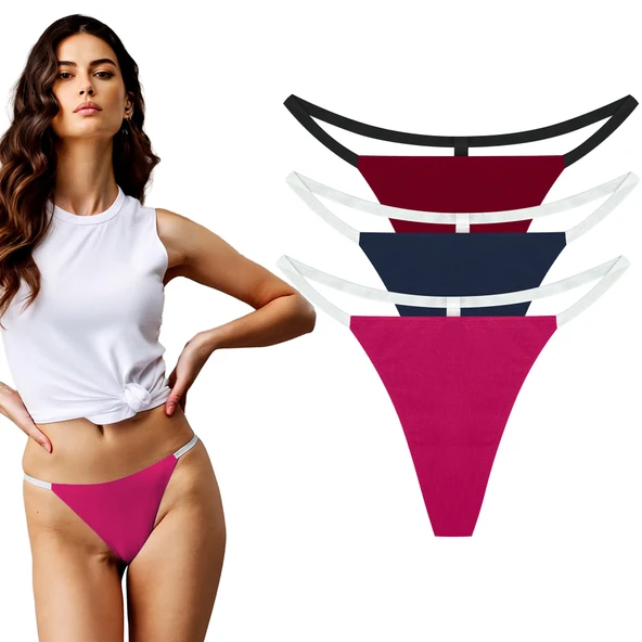 YohannesClub, Kadın, T-Thong String Külot, İz Yapmayan Rahat Kesim,Çoklu Paket - Resim 5
