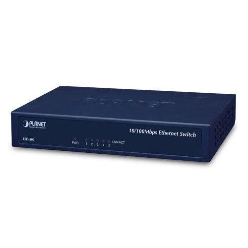 5-Port 10/100Mbps Yönetilemeyen Fast Ethernet Switch (metal şasi)<br>
5-Port 10/100Mbps Unmanaged Fast Ethernet Switch (metal case) ürün görseli 1