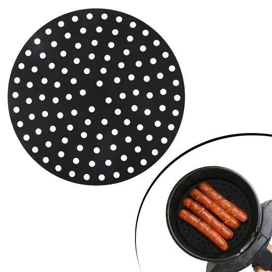 Renkli Isıya Dayanıklı Yıkanılabilir Silikon Fırın Ve Airfryer Yuvarlak Pişirme Matı 20 Cm - Resim 2