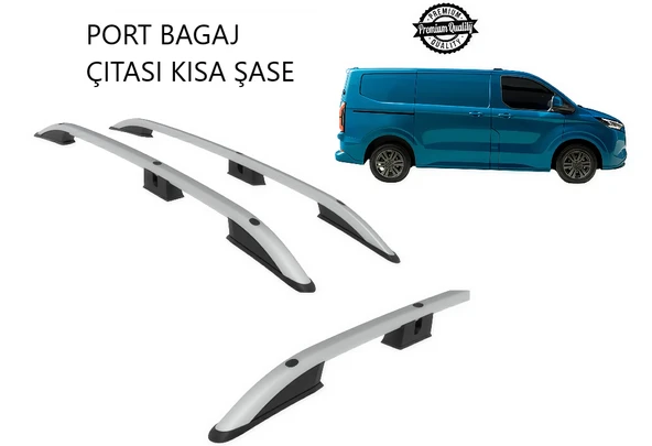 E - TRANSİT CUSTOM ELEKTİRİKLİ KISA ŞASE 2025 2026 2027 PORTBAGAJ TAVAN ÇITASI GRİ ürün görseli 1