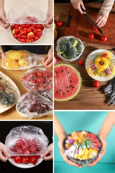 100 Adet Tazeliği Koruyan Tencere ve Tabak Bonesi  Çok Amaçlı Kullan At Tabak Bonesi - Resim 7