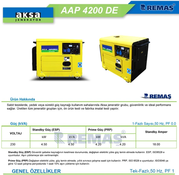 Aksa AAP 4200 DE Marşlı Kabinli Dizel Jeneratör - Resim 3