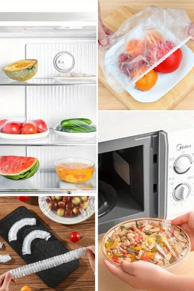 100 Adet Tazeliği Koruyan Tencere ve Tabak Bonesi  Çok Amaçlı Kullan At Tabak Bonesi - Resim 8