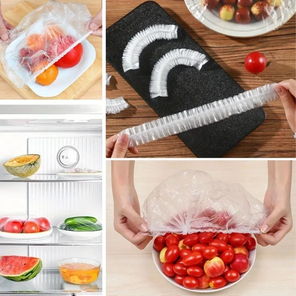 100 Adet Tazeliği Koruyan Tencere ve Tabak Bonesi  Çok Amaçlı Kullan At Tabak Bonesi - Resim 4