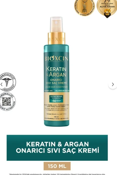 Bioxcin Keratin ve Argan Onarıcı Sıvı Saç Kremi 150 ml ürün görseli 1