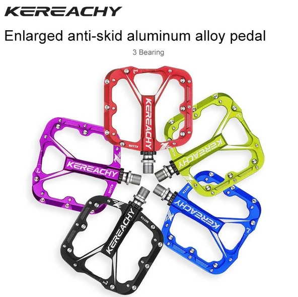 Kereachy 3 Rulmanlı Alüminyum Alaşımlı Mtb Freeride Bmx Geniş Platform Bisiklet Pedalı Mor - Resim 3